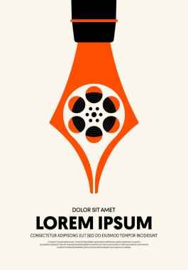 Film ve film poster tasarım şablon arka plan modern vintage retro tarzı. Zemin, afiş, broşür, broşür, el ilanı, reklam, yayın, vektör çizim için kullanılabilir