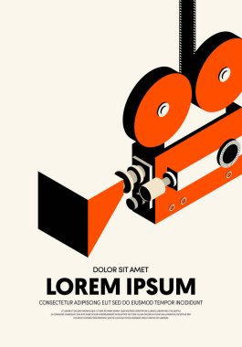 Film ve film poster tasarım şablon arka plan modern vintage retro tarzı. Zemin, afiş, broşür, broşür, el ilanı, reklam, yayın, vektör çizim için kullanılabilir
