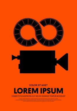 Film ve film poster tasarım şablon arka plan modern vintage retro tarzı. Zemin, afiş, broşür, broşür, el ilanı, reklam, yayın, vektör çizim için kullanılabilir