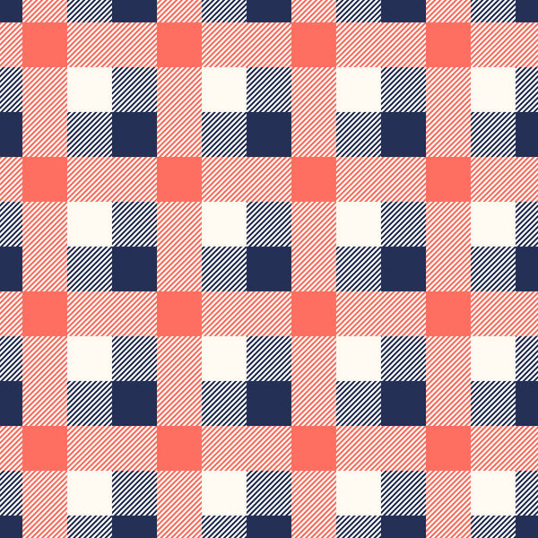 Living Coral and Blue Depths lumberjack plaid seamless pattern background