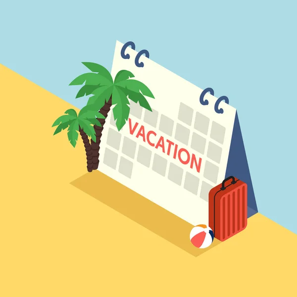 Concepto de viaje de vacaciones y vacaciones diseño plano isométrico — Vector de stock