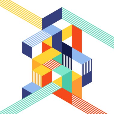 Soyut geometrik izometrik şekil düzeni tasarım şablon arka plan