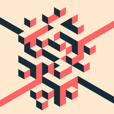 Soyut geometrik izometrik şekil düzeni tasarım şablon arka plan