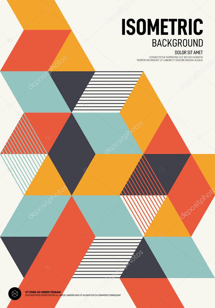 Abstract isometric geometric shape layout poster design template background