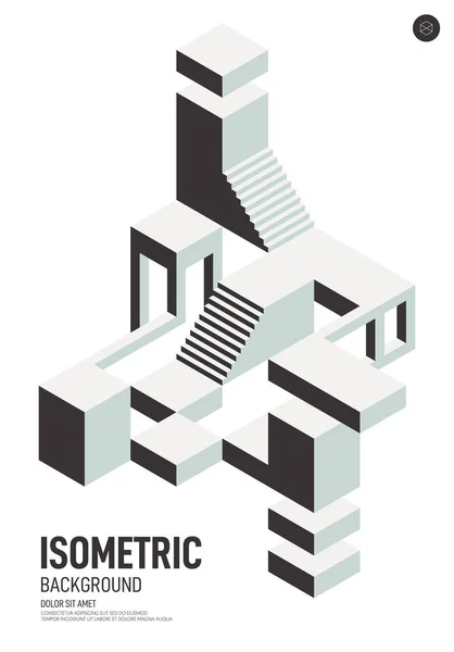 Forma geométrica isométrica abstracta diseño de póster plantilla de diseño fondo — Vector de stock