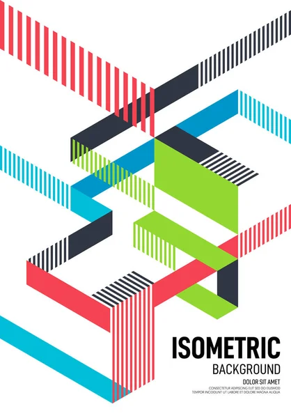 Abstrait isométrique géométrique forme mise en page poster conception modèle fond — Image vectorielle