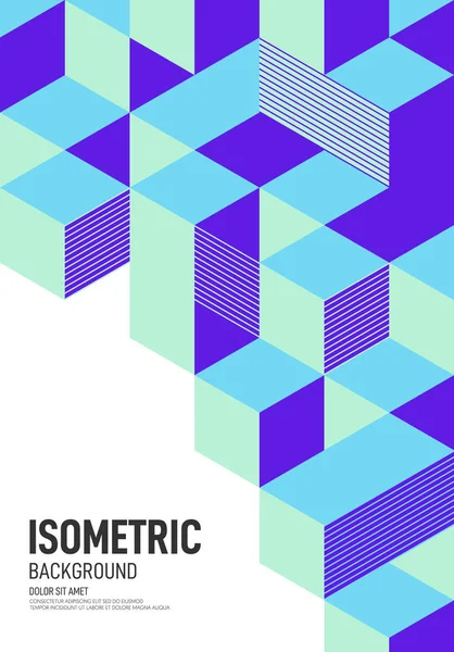 Abstrait isométrique géométrique forme mise en page poster conception modèle fond — Image vectorielle