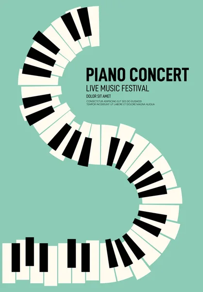Piyano konser ve müzik festivali afiş modern vintage retro tarzı