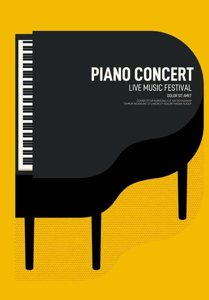 Concert de piano et affiche du festival de musique style rétro vintage moderne — Image vectorielle