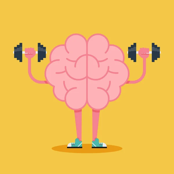 Brain training with dumbbell flat design. Creative idea concept