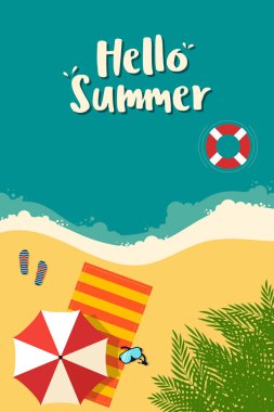 Yaz saati ve mutlu tatil poster şablonu arka plan
