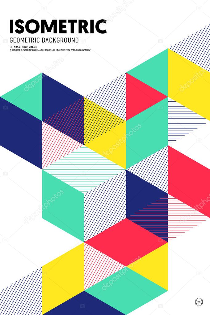 Abstract isometric geometric shape layout design template background 