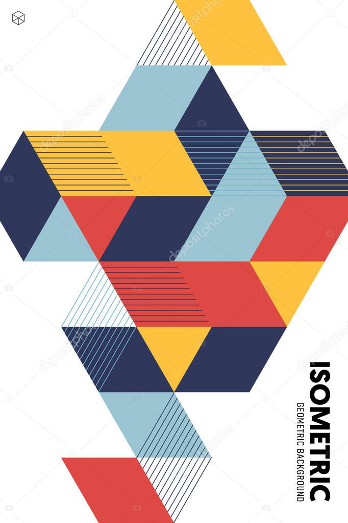 Abstract isometric geometric shape layout design template poster background 