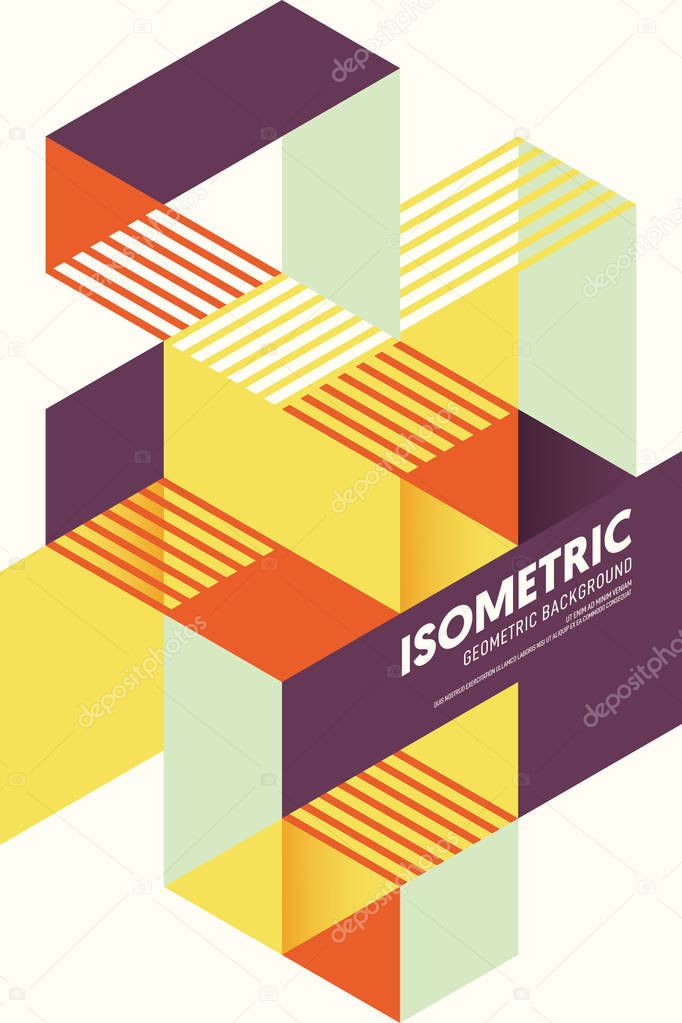Abstract isometric geometric shape layout design template poster background 