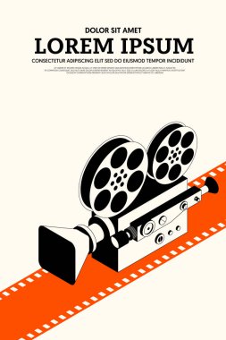 Film ve film afiş tasarım şablonu arka plan vintage retro tarzı