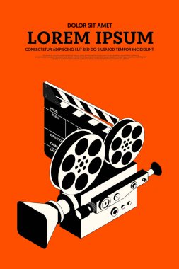 Film ve film afiş tasarım şablonu arka plan vintage retro tarzı