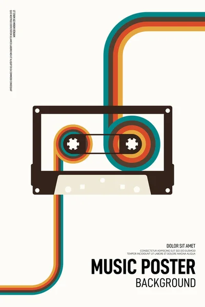 Música cartel diseño plantilla fondo vintage estilo retro — Archivo Imágenes Vectoriales