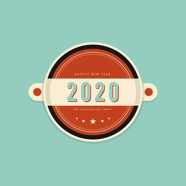 2020 Happy new year concept decorative with vintage retro badge — Stock Vector