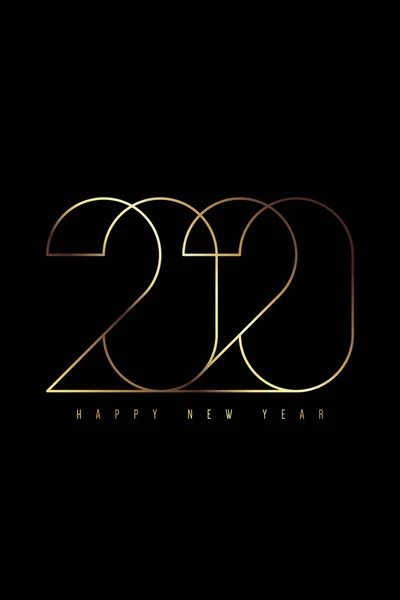 2020 Boldog új évet koncepció dekoratív luxus arany tipográfia — Stock Vector