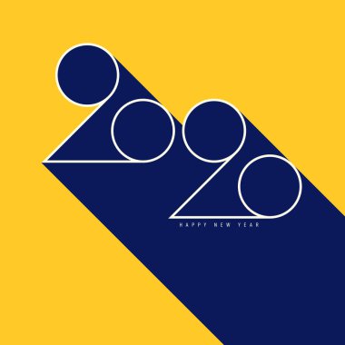 2020 Mutlu yeni yıl konsepti geometrik tipografi ile dekoratif