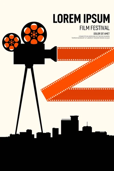 Desain poster film dan film templat gaya retro vintage - Stok Vektor