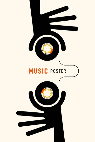 Müzik posteri tasarım şablonu arka plan vintage retro tarzı — Stok Vektör