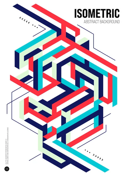 Abstrait Isométrique Géométrique Forme Mise Page Modèle Affiche Fond Style — Image vectorielle