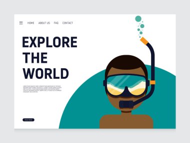 Seyahat iniş sayfası, web sitesi tasarım dekoratifi tatil konsepti modern düz tasarım, vektör illüstrasyonu