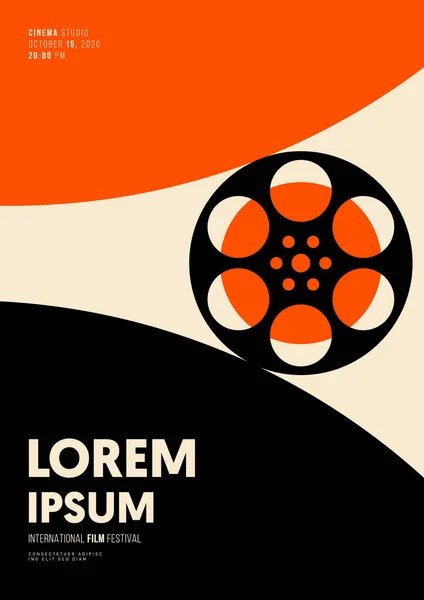 Film Film Poster Tasarım Şablonu Arka Plan Vintage Retro Tarzı — Stok Vektör