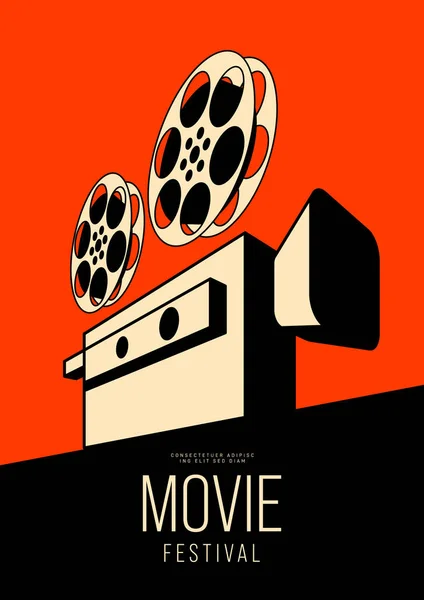 Plakat Filmowy Projekt Szablonu Tła Vintage Stylu Retro Element Graficzny — Wektor stockowy