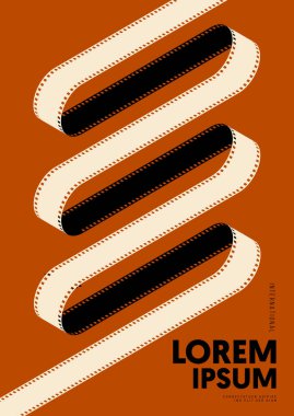 Klasik film şeritli film ve film afişi tasarım şablonu. Grafik tasarım ögesi arkaplan, pankart, broşür, broşür, broşür, el ilanı, baskı, yayın, vektör ilülasyonu için kullanılabilir