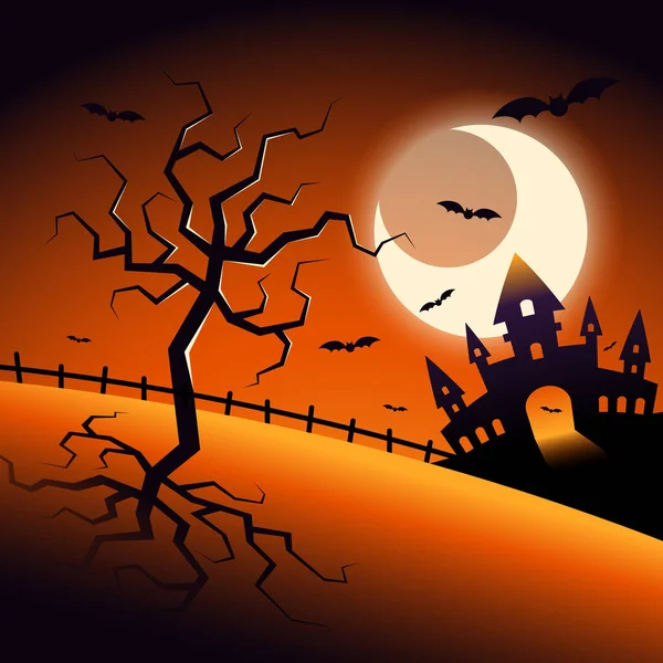 Halloween Dekoracje Nocne Tło Dekoracyjne Zamku Nietoperzy Element Projektu Plakatu — Wektor stockowy