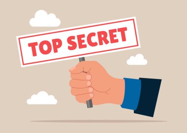 Çok gizli. İş konsepti. Gizli, gizli bilgi ve kısıtlı erişim. Düz vektör illüstrasyonu