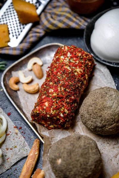 Pasticceria Formaggio Diversi Tipi Formaggio Ampio Assortimento Formaggi Internazionali Vista — Foto Stock