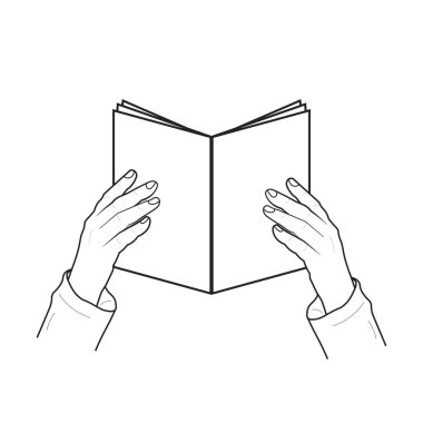 Açık bir kitabı tutan iki elin izole edilmiş tasviri, okuma, öğrenme, eğitim ve öğrenme ya da kılavuz kullanma talimatlarını sembolize eder..