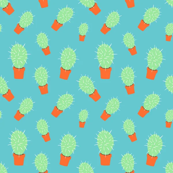 Inicio Flor Cactus Verde Maceta Naranja Estilo Doodle Dibujos Animados — Vector de stock