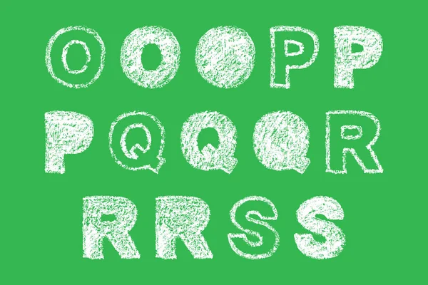 Handgeschreven Wit Vet Krijt Brief Groene Achtergrond Handgetekende Krijt Lettertype — Stockvector