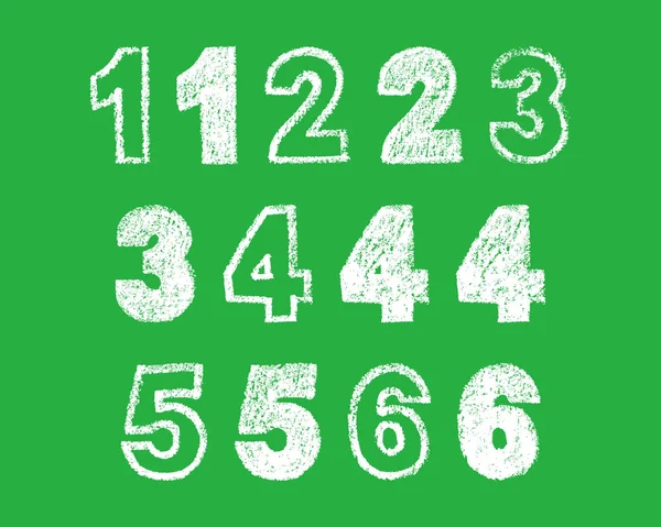 Рукописные Белые Меловые Жирные Арабские Цифры Зеленом Фоне Ручные Меловые — стоковый вектор