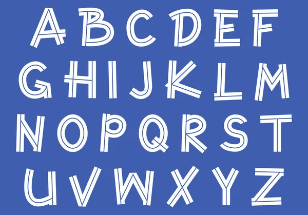 Inline Doodle Sans Serif Lettertype Hoofdletters Overzicht Handgeschreven Brieven Voorraad — Stockvector