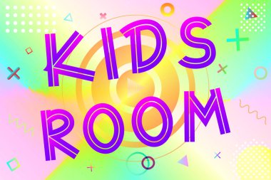 metin, parlak geometrik desen arka plan, hisse senedi vektör çizim üzerinde modern degrade yazı renkli çocuk odası