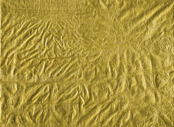 Glänsande Gult Guld Skrynklade Wrapping Folie Pappersstruktur För Tapet Dekoration — Stockfoto