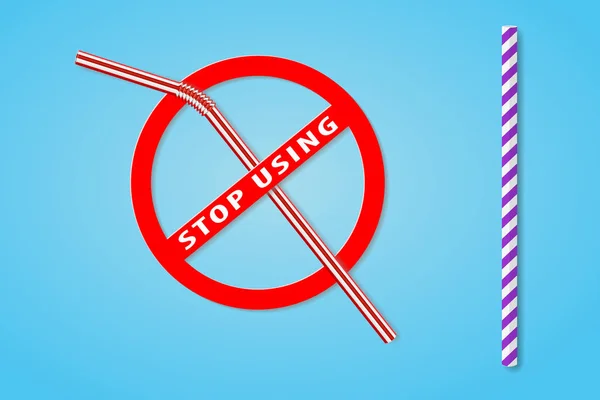 Stop Using Plastic Straws Sign Zero Waste Plastic Free Concept — Stock Vector