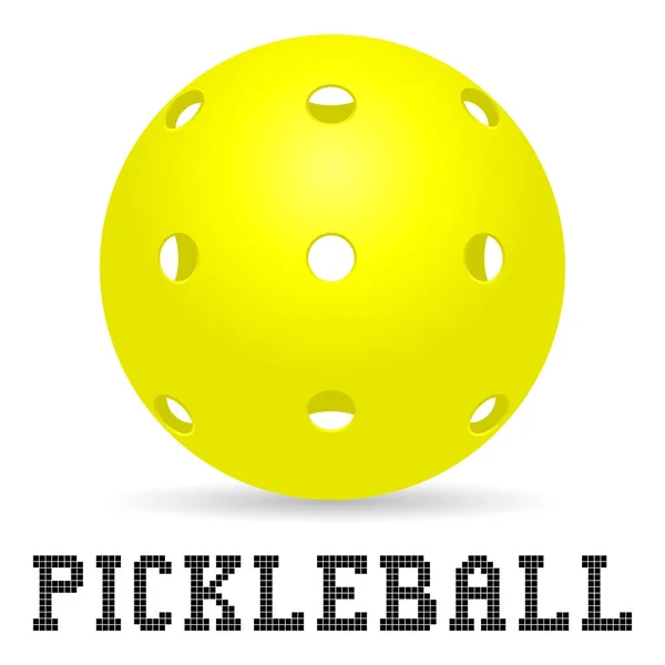 Žlutá Pickleball Míč Stín Pickleball Nápisy Pro Ikonu Nebo Logo — Stockový vektor