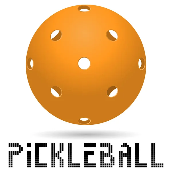 Narancssárga Pickleball Labda Val Árnyék Pickleball Betűkkel Ikon Vagy Logo — Stock Vector