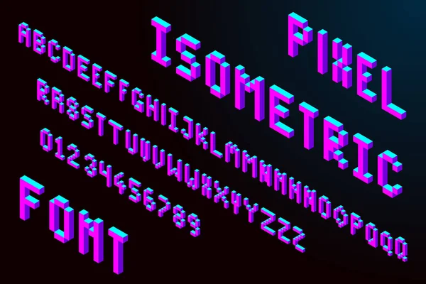 Pixel Isometric Font Modern Color Stock Vector Illustration — Stock Vector