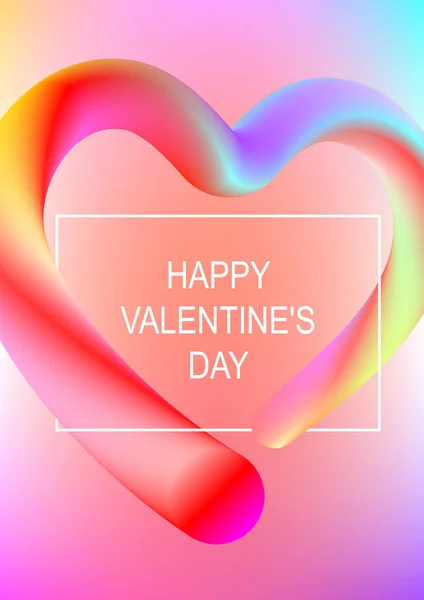 Feliz Día San Valentín Cartel Maqueta Con Corazón Moderno Vibrante — Vector de stock