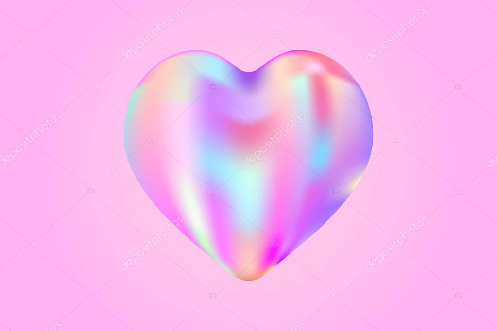 Holographic fluid liquid heart. stock vector illustration clipart