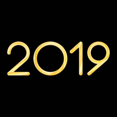 modern sıvı sıvı içinde 2019 yeni yıl rakamı altın gradyan renkleri siyah arka plan üzerine izole karışımı. hisse senedi vektör çizim clipart