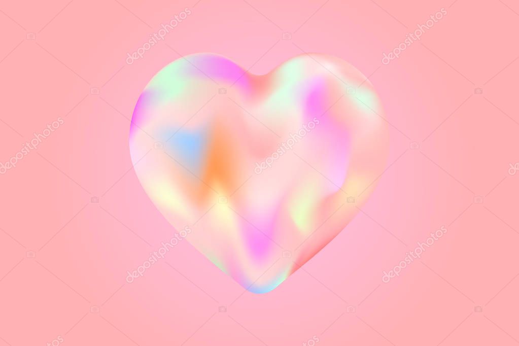 Holographic fluid liquid heart. stock vector illustration clipart