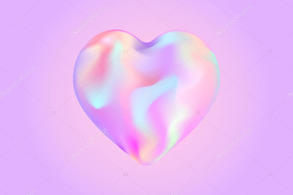 Holographic fluid liquid heart. stock vector illustration clipart